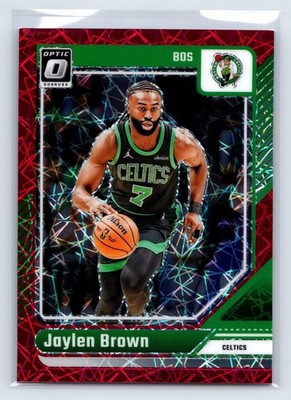 2024-25 Donruss Optic #206 Jaylen Brown Red Velocity #/299 Boston Celtics