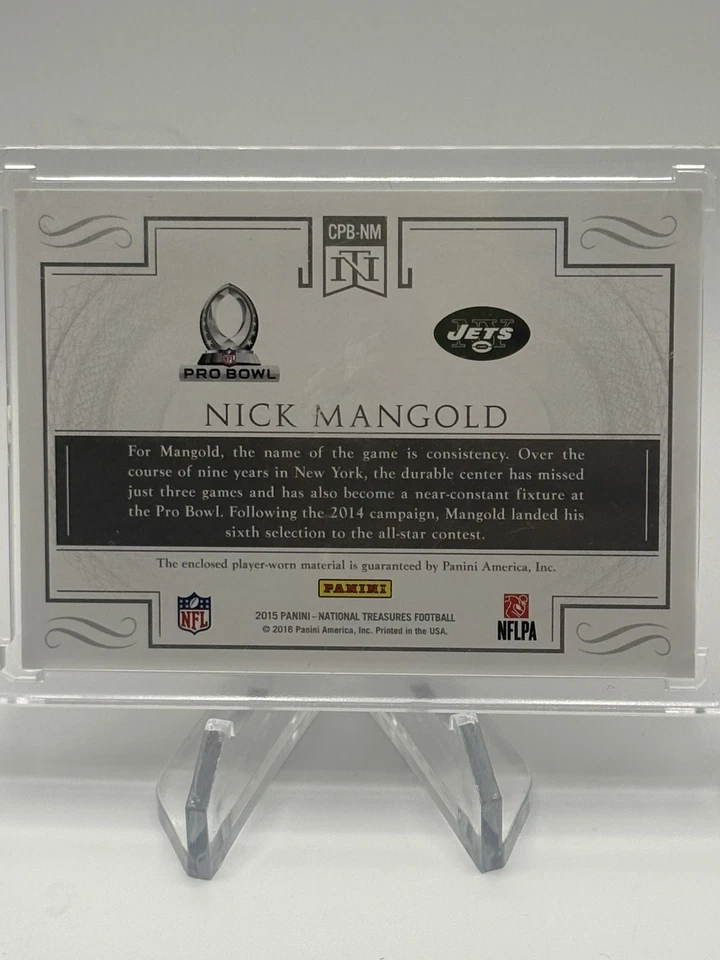 2015 Panini National Treasures Colossal Pro Bowl Materials Stars /3 Nick Mangold - Image 2 of 2