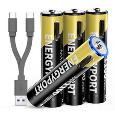 4 Pack Rechargeable AAA Battery 1100mWh Li-ion Batteries 1.5V With USB C Cable