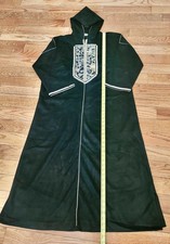 Traditional Moroccan Black Djellaba with Motif  Winter 
