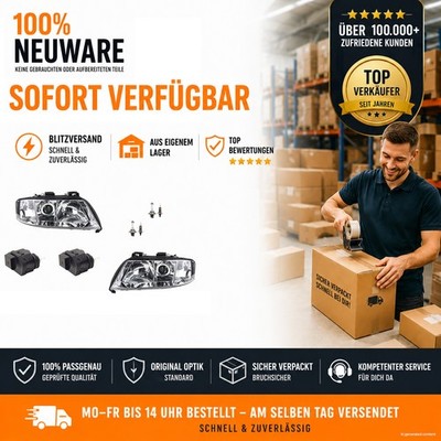 Scheinwerfer Set passend für Audi A6 4B 97-99 + H1 H7 links rechts m. Stellmotor