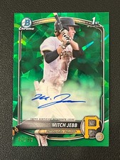 Mitch Jebb 2025 Bowman Chrome Sapphire 1st Auto Green Refractor /99 Pirates 