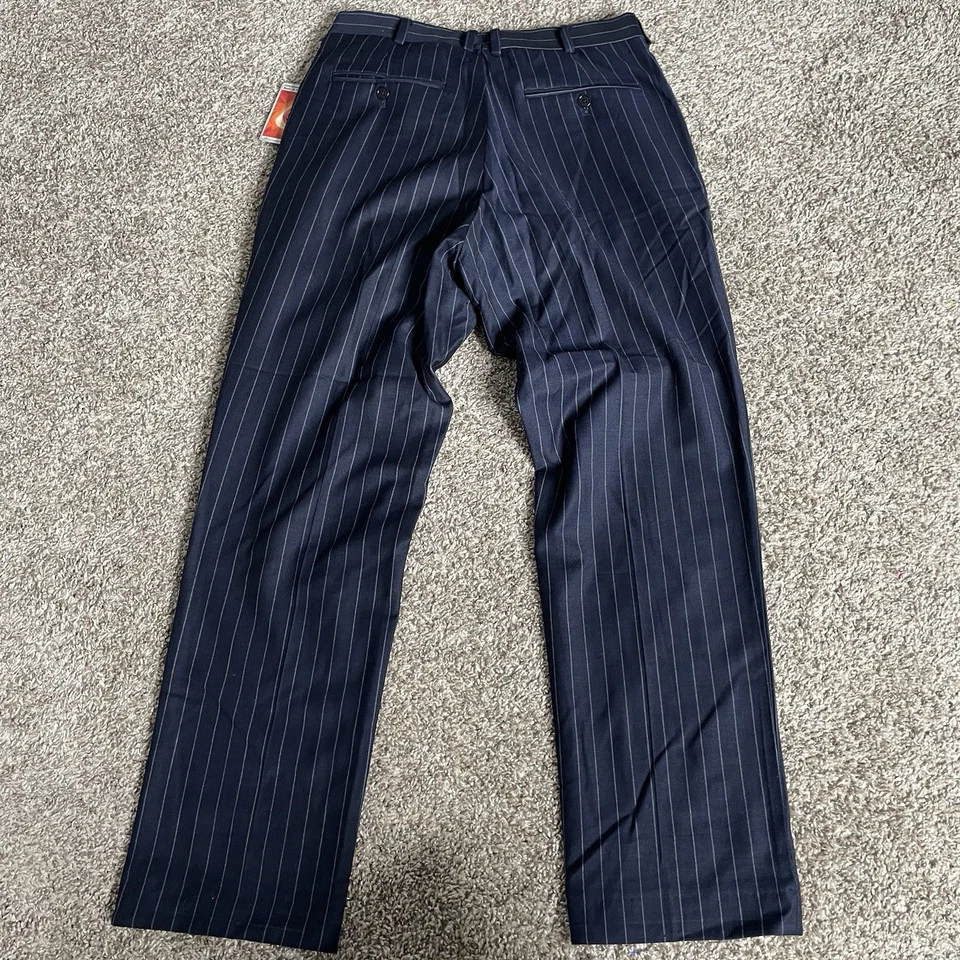 Pantalones Brooks Brothers Regent para hombre 36x30 azul marino a rayas lana elásticos usados en excelente estado a rayas Foto 4 de 4