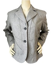 Harve Benard Women's Grey Wool Blend Two Button Blazer Size 8