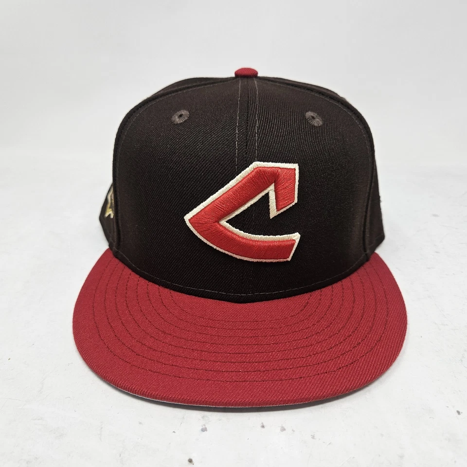 New Era 59FIFTY MLB Cleveland Indians 100 Seasons Patch Brown Fitted  Size 7 5/8 - Image 2 of 4