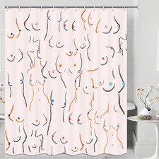 Pink Nude Female Body Shower Curtain with Hooks