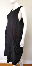 SUN KIM Parachute Tank Taffeta Pockets Artsy Lagenlook Boho Chic Baggy Dress L
