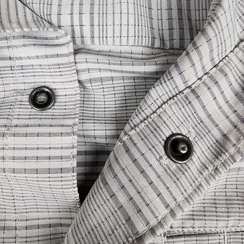 5.11 Tactical Shirt Mens Medium Gray Striped Ellis Button Snap 71207 - Image 4 of 4