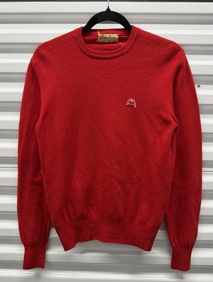 Vintage 1980s Robe Di Kappa Sweater Mens M Red Lambswool Made In Italy Knit Logo