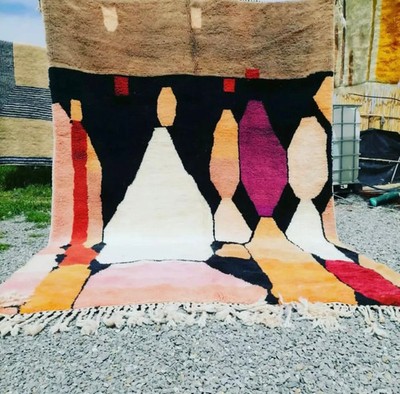 Luxury Moroccan Berber Beni Ourain Wool Rug Color Multicolor Handmade Carpet Rug