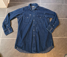 VTG CARHARTT DENIM WESTERN SNAP WORK SHIRT MADE IN USA SZ L ? (NO TAG)