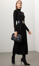 Tory Burch Gold Button Turtleneck Knit Maxi Dress – Women's Black Size 6