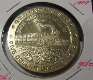 GOLD RANCH CASINO 1997 $5 FIVE DOLLAR GAMING SLOT TOKEN Verdi NV