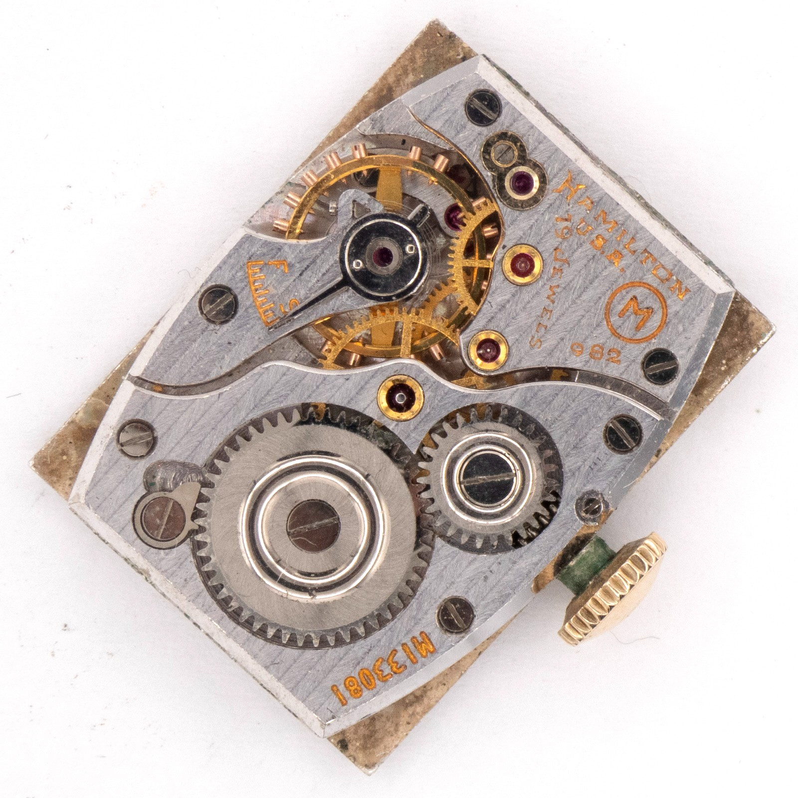 Vintage Hamilton Caliber 982 19-Jewel Wristwatch Movement, Ticks a Bit