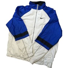 Vintage Nike Windbreaker Jacket - Women's 8-10 - Full Zip White Blue Lined