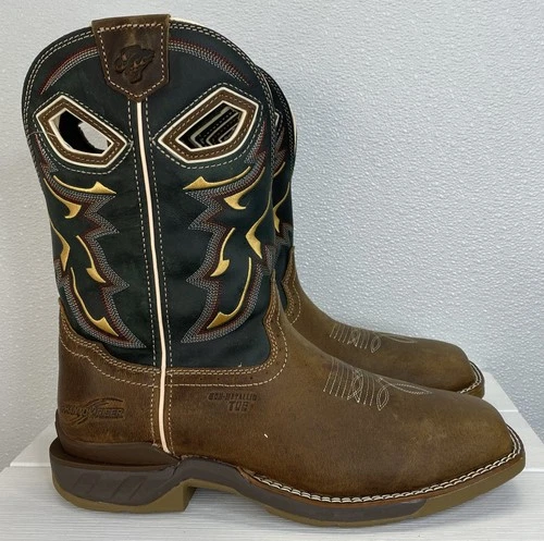 Double H Kerrick 11" Roper Western Boots Men's Size 10 D Brown Leather Comp Toe