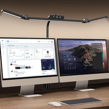 LED Desk Lamp with Clamp, 24W Architect Light, Auto-Dimming, Stepless Brightness