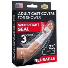 100 Waterproof Cast Covers for Shower Arm - Tight 3 Count Pack of 1 , Clear
