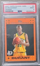 2007 TOPPS RC CARD ORANGE #2 KEVIN DURANT ROOKIE RC PSA 9. rookie card picture