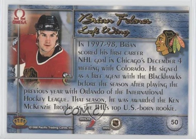 1997-98 Pacific Omega Gold Brian Felsner #50 Rookie RC - Image 2 of 2
