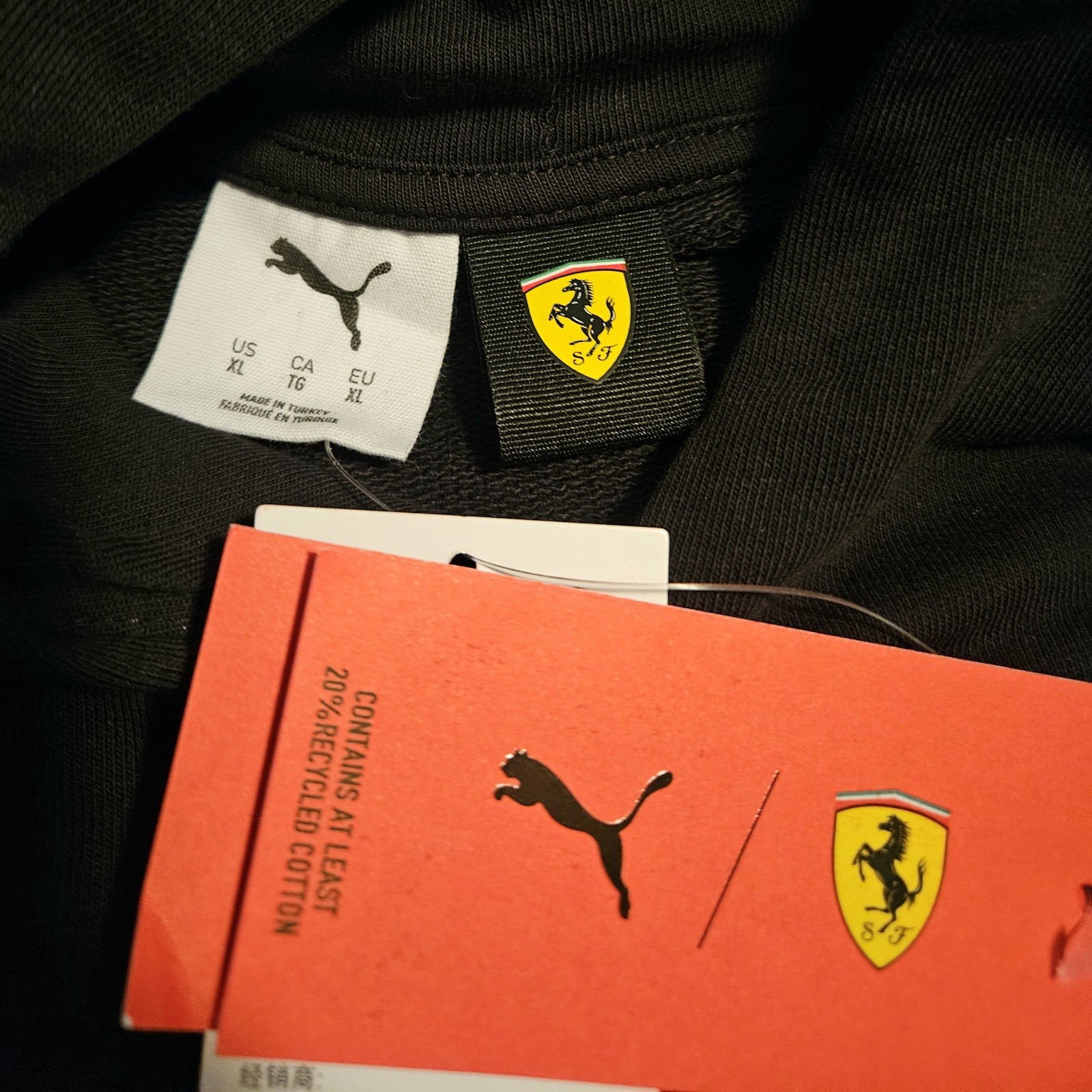 Puma Scuderia Ferrari F1 Mens Big Shield Logo Black Hoodie Pullover Size XL NWT  thumbnail 3