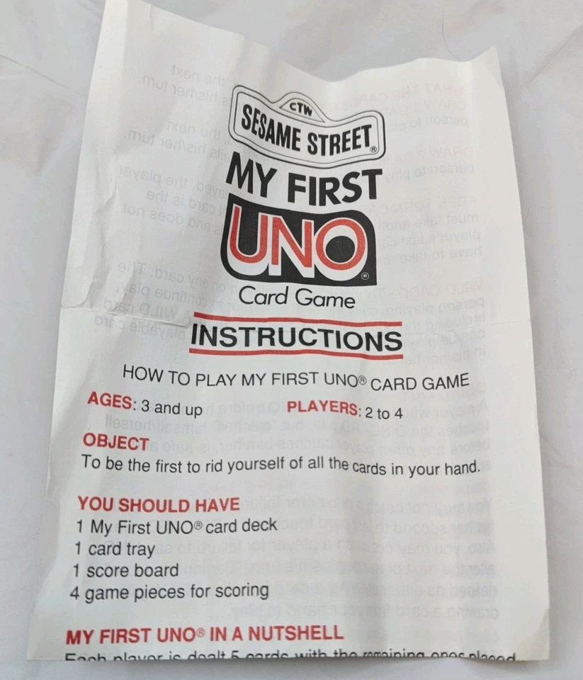 Vintage Sesame Street My First Uno Card Game 1992 Mattel Complete - Image 4 of 4