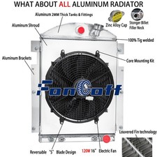4 Row Radiator w/ Shroud Fan For 1937-1938 Chevy Truck 3.5 L6,V8 Conversion.
