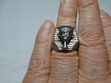 vintage Pewter tone Egyptian Sphinx ring sz.9