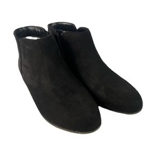 Cat And Jack Youth Girls Black Suede Ankle Boots Girls Size 4 Side Zip Booties