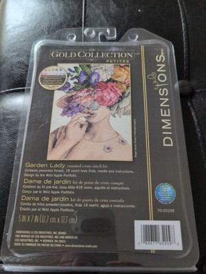 New Dimensions Gold Collection Petites 70-65209 Garden Lady Cross Stitch Kit 5x7
