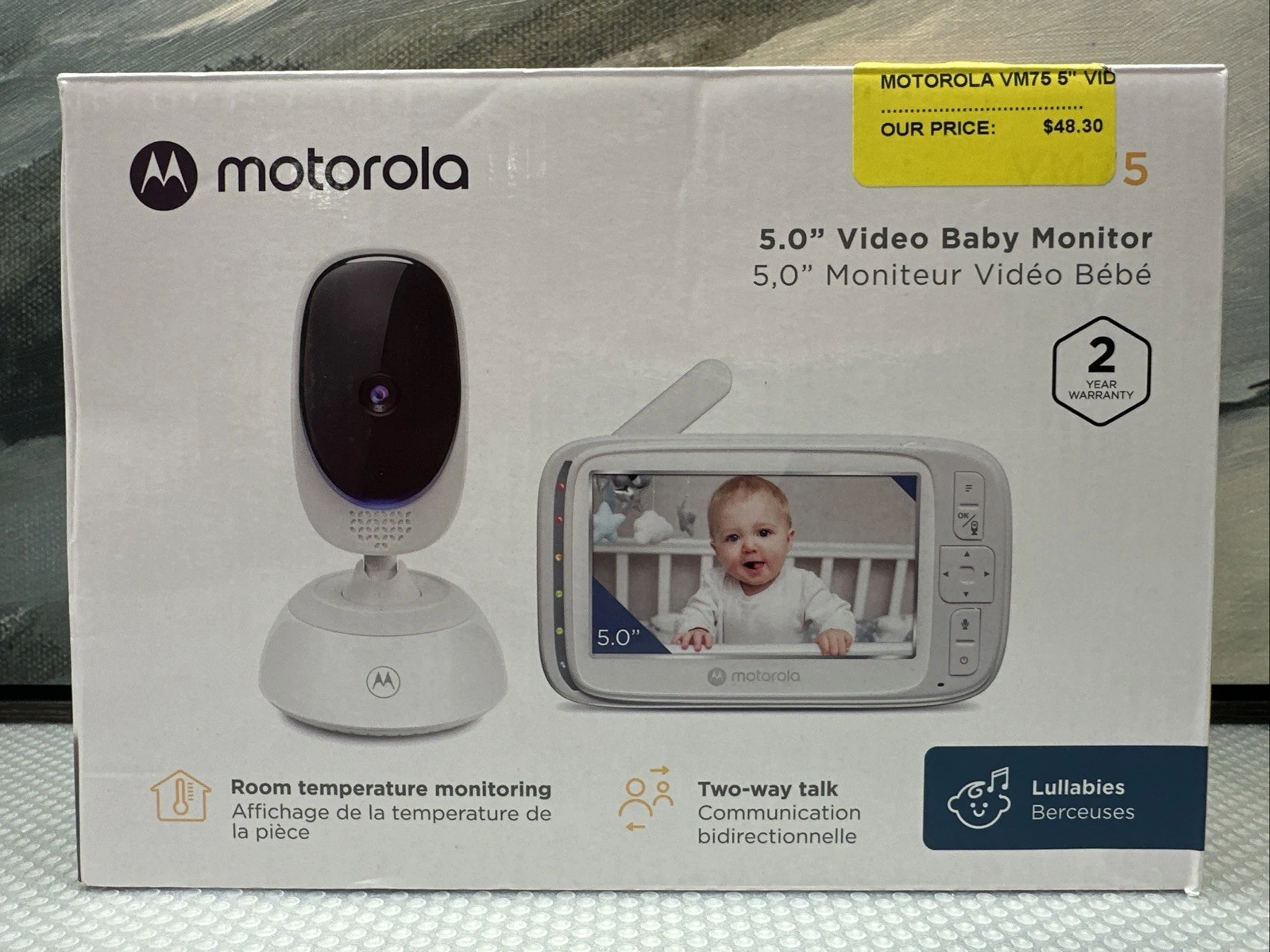 Motorola VM75 Nursery 1 Camera Wireless Video Baby Monitor 5" LCD 2-Way Talk™