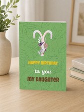 Green Floral Birthday Greeting Card for Daughter Folded Card