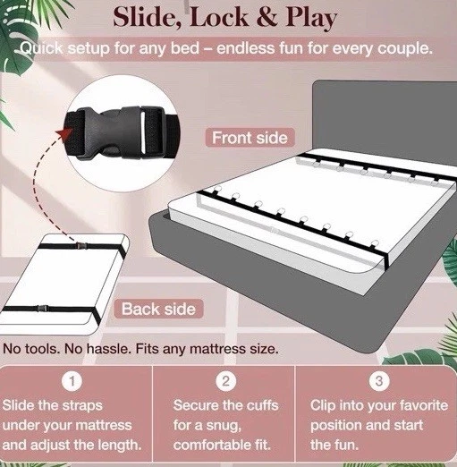  Kit de sujeción de bondage - Juegos BDSM de bondage debajo del colchón para cama UTIMI #A81 Foto 4 de 4