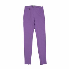  275 PINKO Womens NWT Sz XXS XS 00 0 38 Purple Logo Metal Side Zip Stretch Pants