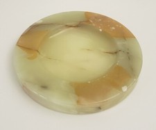 Green/Amber Heavy Onyx Marble Stone Ashtray 8? Diameter