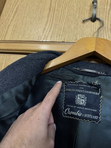 Vintage CROMBIE Scotland bespoke Classic cashmere wool Men suit overcoat 48L 50L - Picture 20 of 24
