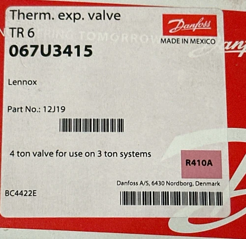 NEW Lennox Danfoss 12J19 067U3415 TR6 3-Ton R410A TXV Thermal Expansion Valve