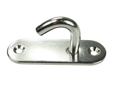 KAMERO Edelstahl V4A Augplatte schmal mit offenem Haken D10, 100x36mm, rostfrei