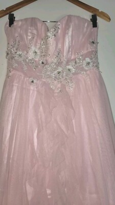 Roberta Pink Formal Empire Dress Wedding Prom Homecoming  Size 7 Strapless Tulle