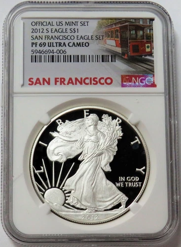 2012 S SAN FRANCISCO SILVER EAGLE NGC PROOF 69 ULTRA CAMEO
