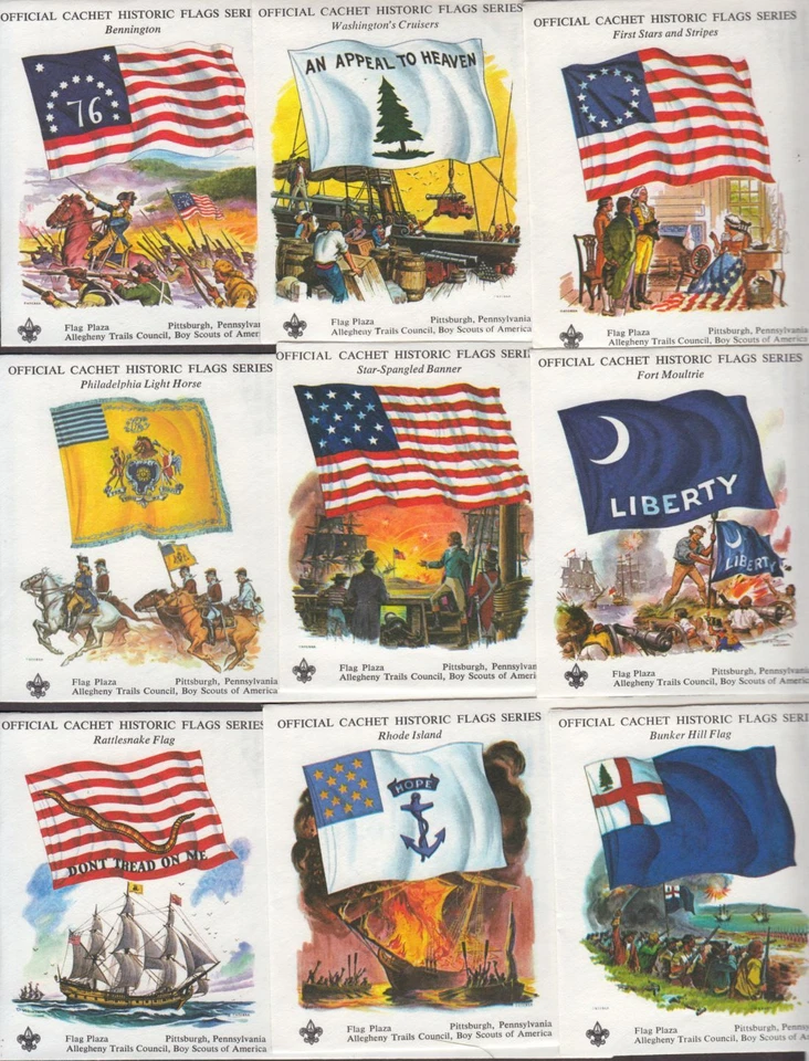 1968 Historic Flags Sc 1345 thru 1354 set of 10 Boy Scout cachets & info cards - Image 2 of 4