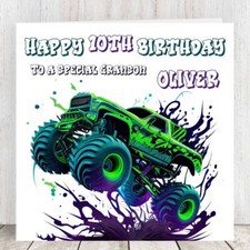 Birthday Card Personalised Cards MonsterTruck Friend Brother Grandson Nephew Son