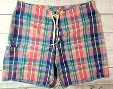 Polo Ralph Lauren Men's Swim Board Shorts Swimwear Size 36 Plaid Hook Fly
