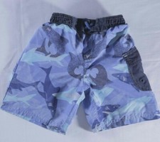 Carters Sz 2T Shark Swimsuit Trunks Side Pocket Blue Lined Elastic Waist