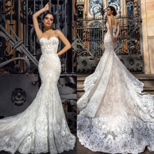 Spaghetti Straps Lace Mermaid Wedding Dresses Appliques Country Bridal Gowns