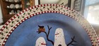 Snowman Salad Plates (pair) 7 1/2" Sakura Debbie Mumm Stoneware White Blue Red ! — photo 9