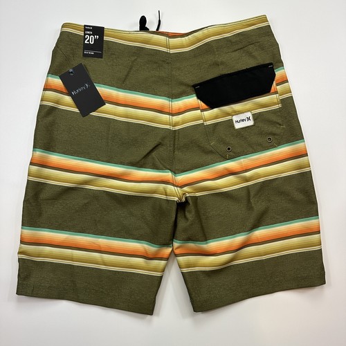 Hurley Board Shorts Serape Stripes Green Swim Men's Size 30 - Picture 5 of 8