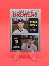 2019 Topps Heritage Brewers Rookie Stars #88 Nate Orf, Corbin Burnes Rookie Card