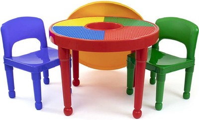 round lego table with chairs