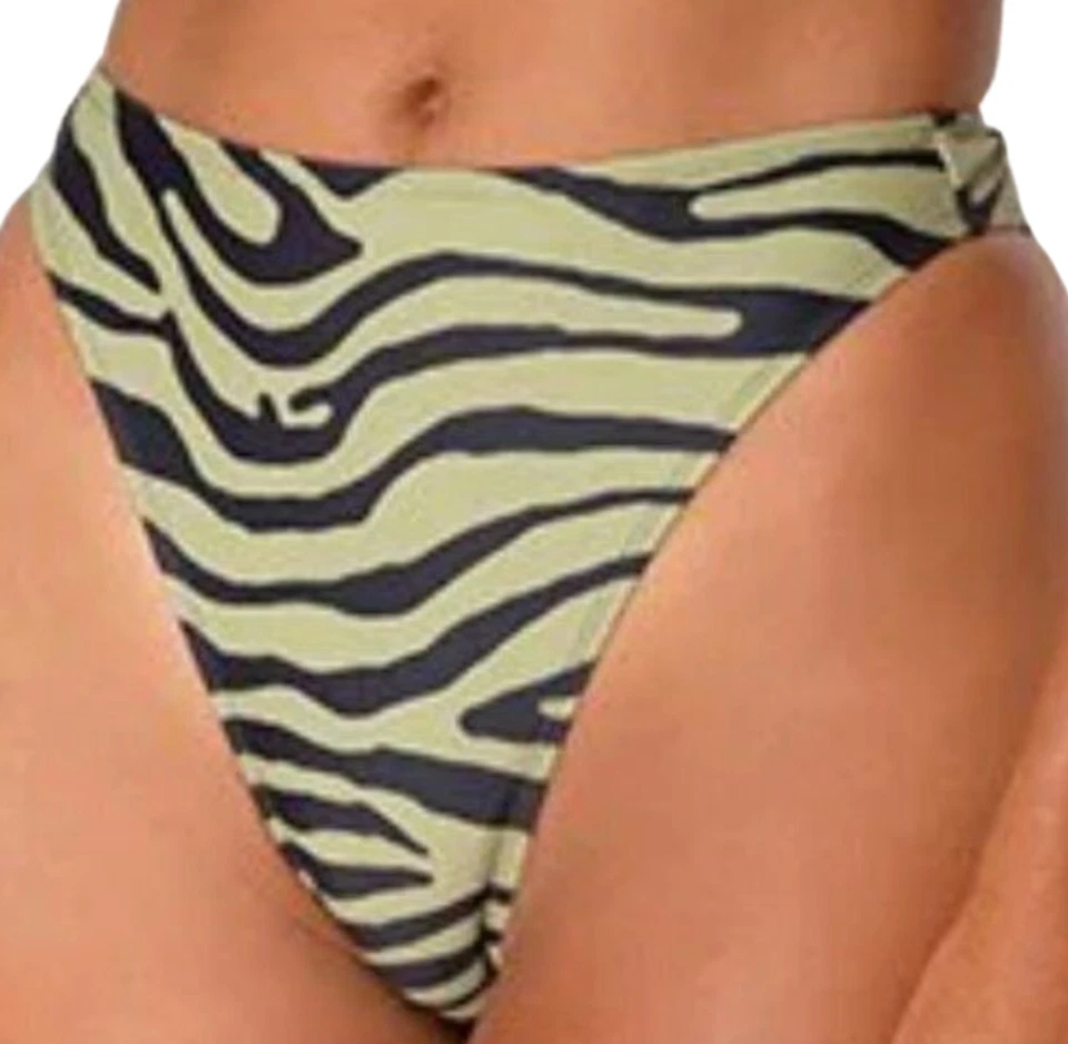 NUEVO MOTEL CAQUI NEGRO TIGRE SIKILA CINTURA ALTA BIKINI TRAJE DE BAÑO PEQUEÑO Foto 3 de 4